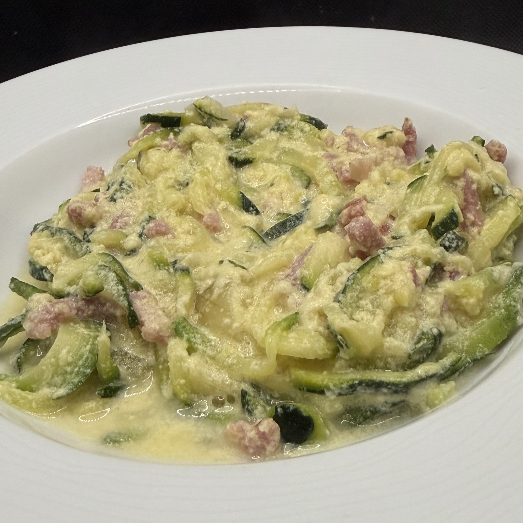 Courgettes à la carbonara