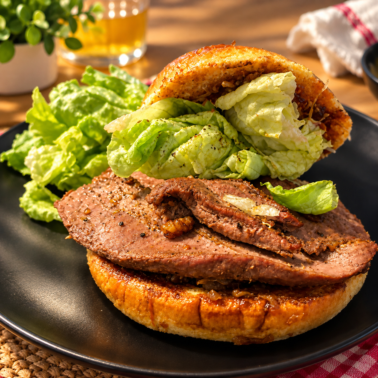 🍔 Burgers de canard aux oignons caramélisés, noix et miel